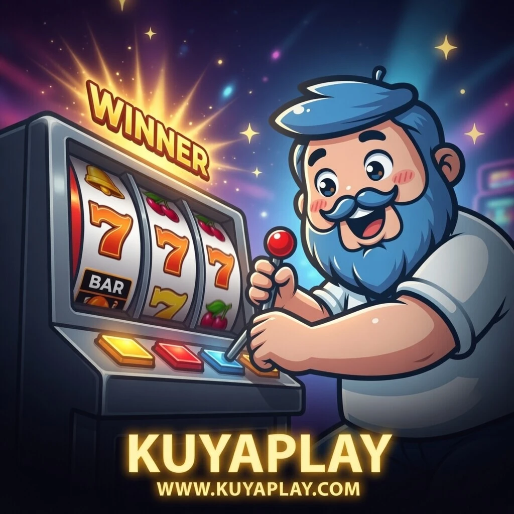 KuyaPlay welcome bonus banner featuring the calico cat mascot with gold coins and reward elements