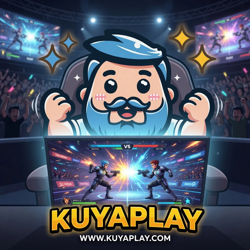 KuyaPlay hero banner featuring the calico cat mascot against a gold casino atmosphere background